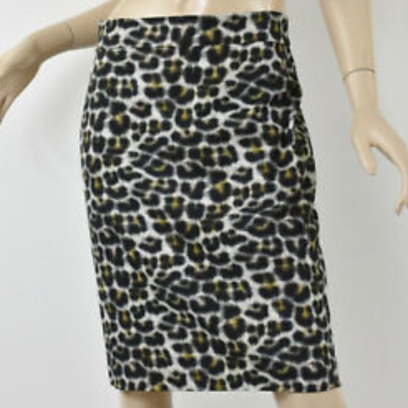 Ann Taylor Dresses & Skirts - Ann Taylor Women's Leopard Print Pencil Skirt with Back Kick Pleat Size  8